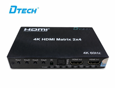 Bộ chuyển mạch HDMI ma trận 2 vào 4 ra hỗ trợ 4K 60Hz - Dtech DT-7224W