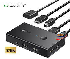 Bộ chuyển mạch KVM HDMI 2 vào 1 ra Ugreen 15166