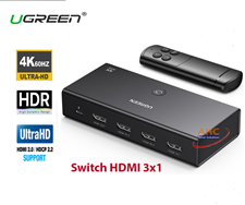 Bộ gộp HDMI 3 vào 1 ra 4K@60Hz | Ugreen 15376