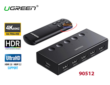 Bộ gộp HDMI 5 vào 1 ra chuẩn 2.0 hỗ trợ 4K@60Hz 3D Ugreen 90512