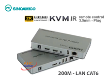 Bộ kéo dài HDMI 200M qua cáp mạng LAN, hỗ trợ USB và điều khiển từ xa Sinoamigo HDES200-KVM