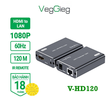 Bộ khuếch đại HDMI 120M qua cáp mạng Lan VegGieg V-HD120