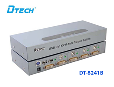 Bộ KVM DVI 4 máy tính dùng chung 1 màn hình, hỗ trợ USB và Audio - Dtech DT-8241B