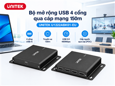 Bộ mở rộng USB 4 cổng qua cáp mạng 150m UNITEK U1222ABK01-EU