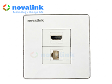 Bộ ổ cắm HDMI và mạng LAN Cat6 âm tường Novalink hình vuông chính hãng