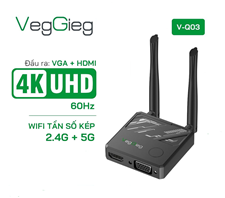 Bộ thu phát tín hiệu HDMI, VGA không dây VegGieg V-Q03 - Hỗ trợ 4K, băng tần kép 2.4G/5G