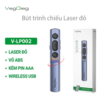 Bút trình chiếu không dây laser đỏ Veggieg V-LP002 - Thiết bị thuyết trình chuyên nghiệp