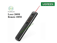 Bút trình chiếu laser 200M, điều khiển không dây 100M Ugreen 60795 cao cấp (Led đỏ, Pin sạc)