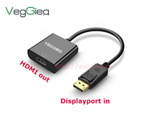 Cáp chuyển đổi Displayport sang HDMI VEGGIEG VZ614, hỗ trợ độ phân giải 4K/60Hz