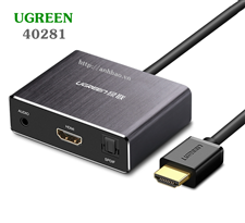 Cáp chuyển đổi HDMI ra HDMI + Cổng Quang SPDIF 5.1 + Audio 3.5mm Ugreen 40281 chính hãng
