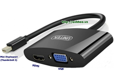Cáp chuyển đổi Mini Displayport sang HDMI + VGA Unitek Y- 6328BK dùng cho Macbook
