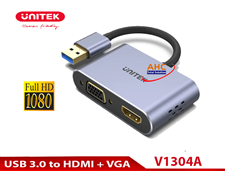 Cáp chuyển đổi USB 3.0 to HDMI và VGA Unitek V1304A - Giải pháp kết nối đa màn hình chất lượng cao