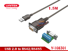Cáp chuyển USB 2.0 sang RS422/RS485 Unitek  Y-108301 | Chipset FTDI, hỗ trợ 4 chế độ giao tiếp