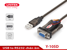 Cáp chuyển USB to RS232 chân âm Unitek Y-105D (2M)