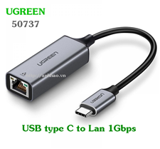 Cáp chuyển USB type C to Lan 10/100/1000 Mbps Ugreen 50737 chính hãng