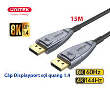 Cáp DisplayPort 1.4 8K sợi quang 15M Unitek C1617GY - Hỗ trợ 8K@60Hz, 4K@144Hz