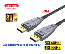 Cáp DisplayPort 1.4 sợi quang 30M Unitek C1619GY - Hỗ trợ 8K 60Hz, 240Hz