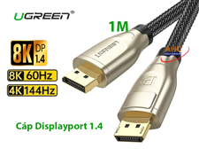 Cáp DisplayPort 1.4 Ugreen 60842 1m - Truyền tín hiệu 8K sắc nét, kết nối ổn định