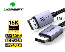 Cáp DisplayPort 2.1 Ugreen 15383 1m - Hỗ trợ 16K, 8K@60Hz, 4K@240Hz, HDR, Băng thông 40Gbps