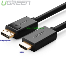Cáp Displayport to HDMI 3M Ugreen 10203 chính hãng (thunderbolt 1 to HDMI)