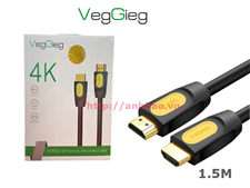 Cáp HDMI 2.0 dài 1.5M, hỗ trợ độ phân giải 4K,3D@60Hz V-H203 VEGGIEG chính hãng