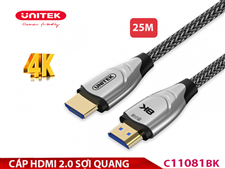 Cáp HDMI 2.0 sợi quang 4K dài 25m Unitek C11081BK cho máy chiếu, tivi