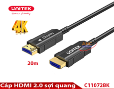 Cáp HDMI 2.0 sợi quang Unitek C11072BK 20m - Độ phân giải 4K@60Hz