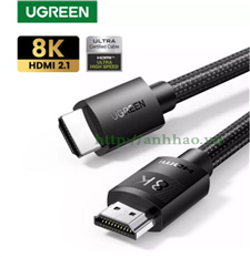 Cáp HDMI 2.1 dài 0,5M Ugreen 40493, độ phân giải 8K@60Hz 48Gbps hỗ trợ HDR eARC