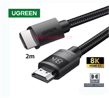 Cáp HDMI 2.1 dài 2M Ugreen 40180, 8K@60hz, băng thong 48Mbps - Bảo hành 18 tháng