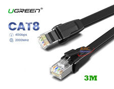 Cáp mạng cat8 đúc sẵn 2 đầu dài 3M Ugreen 10982 - Sợi dẹt, tốc độ 40Gbps