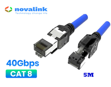 Cáp mạng cat8 đúc sẵn 2 đầu dài 5M Novalink NV-20209A | Dây nhảy mạng cat8 dà 5M