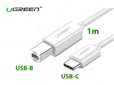 Cáp máy in USB Type-C to USB Type-B dài 1m Ugreen 40560 (màu trắng)