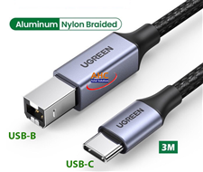 Cáp máy in USB Type-C UGREEN 80808 dài 3m màu đen