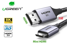 Cáp Mini HDMI to HDMI 2.1 dài 1M Ugreen 15514 - Độ phân giải 8K@60Hz