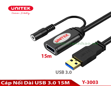 Cáp nối dài USB 3.0 15M Unitek Y-3003 - Có IC khuếch đại