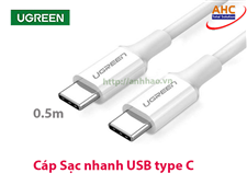 Cáp sạc nhanh 2 đầu USB type C 2.0 Ugreen 80369 dài 0.5M 100W