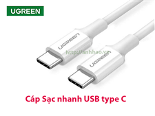 Cáp sạc nhanh USB type C 100W 20V/5A  dài 1m Ugreen 60551 - Dùng cho điện thoại samsung, iphone, ipad, android