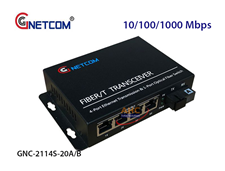 Converter quang Gnetcom 4 cổng mạng RJ45 10/100/1000M | PN: GNC-2114S-20A/B