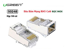Đầu bấm mạng, hạt mạng RJ45 Cat6 bọc sắt chống nhiễu - Ugreen 50248 (hộp 100 hạt)