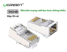 Đầu bấm mạng, hạt mạng RJ45 Cat6 bọc sắt Ugreen 50247 - Hộp 50 hạt chính hãng