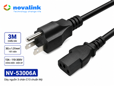 Dây nguồn 3 chân chuẩn C13 dài 3M SN: 53006-A tiêu chuẩn UL