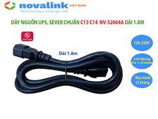 Dây nguồn C13 C14 dài 1.8M Novalink NV-52004A, lõi đồng 3G x 1.31mm tiêu chuẩn UL