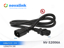 Dây nguồn C13 C14 dài 3M Novalink NV-52006A chính hãng, lõi 3x1.31mm, chuẩn UL