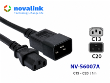 Dây nguồn C13 C20 dài 1m Novalink  NV-56007A  lõi đồng 3x2.08mm, 15A, tiêu chuẩn UL