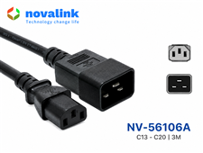Dây nguồn C13 C20 dài 3m dùng cho UPS, PDU, server - Novalink NV-56012A
