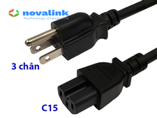 Dây nguồn C15 3 chân Novalink NV-53002A 2m - Dùng cho UPS, PDU, Server, lõi đồng 3x1.31mm
