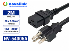 Dây Nguồn C19 2M Novaink NV54005A: Dùng Cho UPS, PDU, Server | Lõi Đồng 3G x 2.08mm