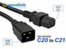 Dây nguồn C20 to C21 dài 1.5m 15A Novalink NV-56302A lõi đồng 3x2.08mm, chuẩn UL