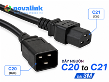 Dây nguồn C20 to C21 dài 3m Novalink NV-56303A lõi đồng 3x2.08mm 15A