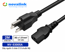 Dây nguồn NEMA 5-15P to C13 2m cho máy tính, UPS, Server - Novalink NV-53005A